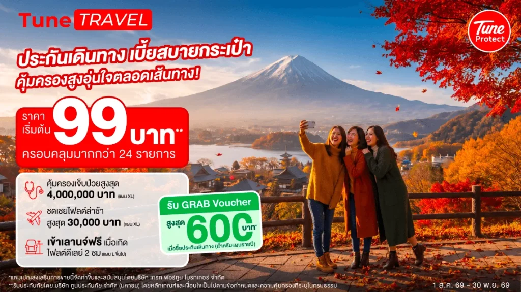 โปรโมชั่นประกันเดินทาง Tune Protect