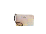 กระเป๋าคล้องข้อมือ Coach Corner Zip Wristlet CDF28 (In Rainbow Signature Canvas Sand)