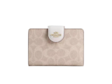 กระเป๋าสตางค์ Coach Medium Corner Zip Wallet CW786 (In Signature Canvas Sand Chalk)