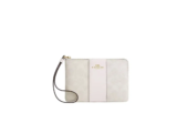 กระเป๋าคล้องข้อมือ Coach Corner Zip Wristlet CW854 (In Signature Canvas With Stripe White Chalk)